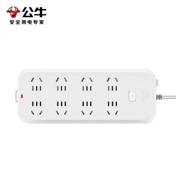 公牛（BULL） 插座/B5系列 帶兒童保護(hù)門/新國(guó)標(biāo)插座/排插 【8位 超功率保護(hù)】總控3米 GN-B5080