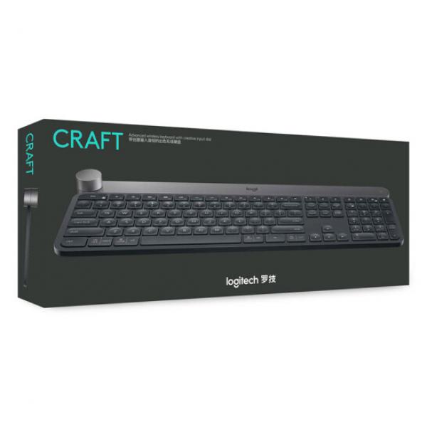 羅技（Logitech）Craft 無線鍵盤 藍牙鍵盤辦公Mac鍵盤 跨屏 帶旋鈕 Craft-深灰
