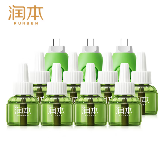 潤本（RUNBEN） 驅蚊液 嬰童驅蚊 無香型 驅蚊30晚/瓶 45ml*8瓶+3器