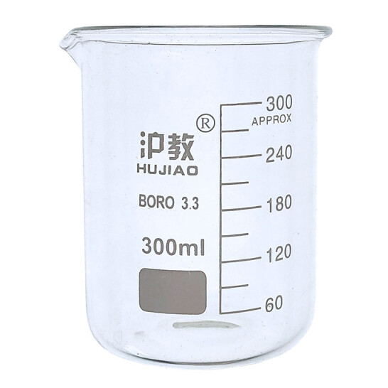 滬教（HUJIAO）HJ-BLSB 高硼硅玻璃燒杯 耐高溫玻璃燒器實驗器材 300mL
