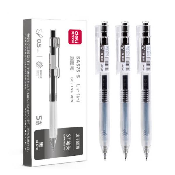 得力(deli) 臻順滑 ST筆頭 按動(dòng)中性筆 0.5mm 黑色  SA575-5 單支出售