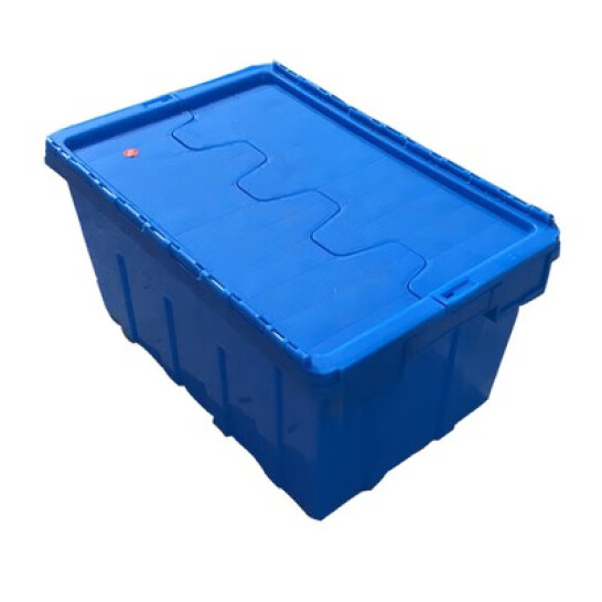 晗暢 加厚塑料周轉(zhuǎn)箱 收納箱 大號(hào)藍(lán)色 600x400x320mm 加厚帶蓋箱