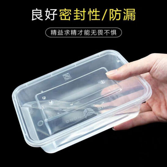 時光舊巷 一次性飯盒 長方形快餐盒 塑料水果外賣便當打包盒 保鮮盒加厚帶蓋 1000ml（300套帶蓋）