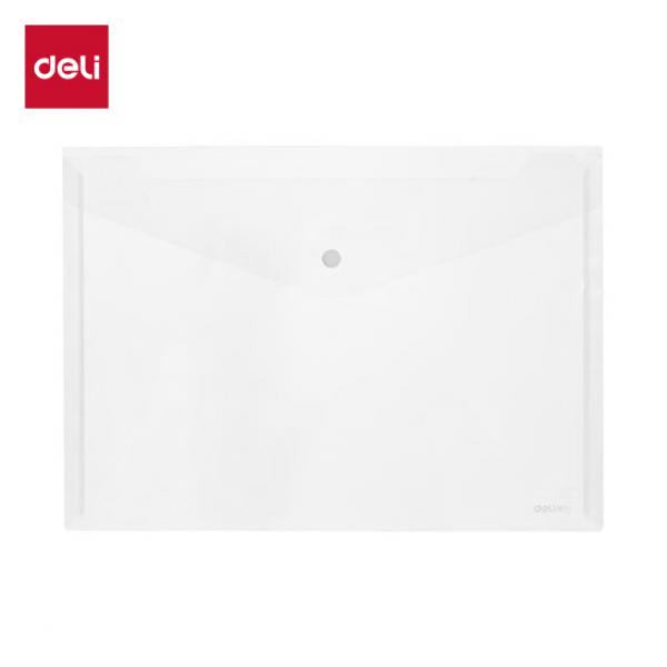 得力(deli) 20只 A4 按扣透明文件袋 塑料防水檔案袋 PP20