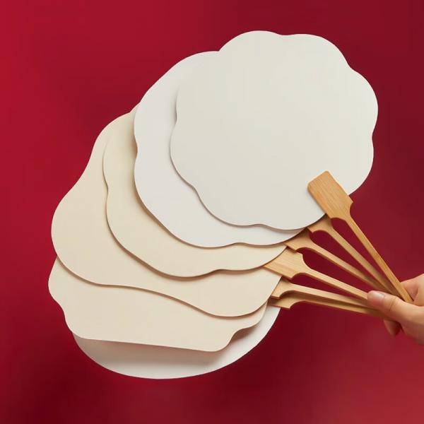 六品堂 宣紙團扇 雙面 加厚 空白 半生熟 扇面創作專用作品紙【10把裝不重復】