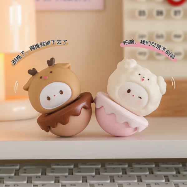 赟婭 萌寵不倒翁桌面擺件 2件套 小狗+小鹿