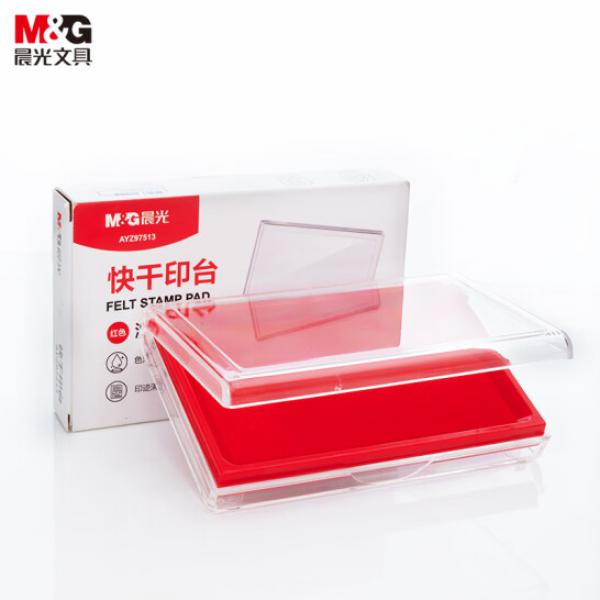 晨光(M&G)文具 138*88mm 透明 方形快干印臺 印泥 紅色 單個裝 AYZ97513