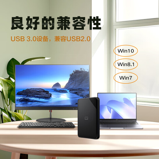 西部數據（WD）1TB 移動硬盤 USB3.0 SE系列  2.5英寸 機械硬盤 WDBEPK0010BBK