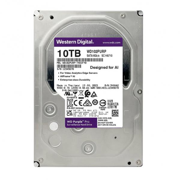 西部數據（WD）10TB 監控級機械硬盤 WD Purple 西數紫盤pro SATA 7200轉512MB CMR垂直AI技術 3.5英寸 WD102PURP