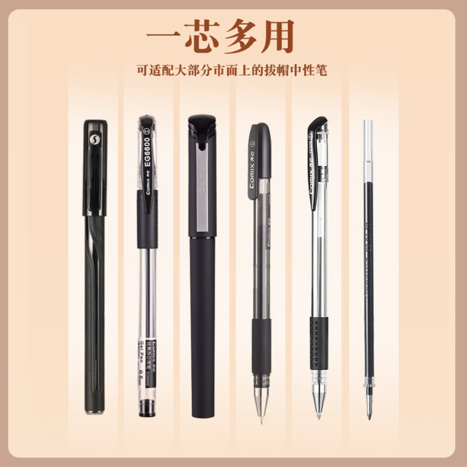 齊心（COMIX） 通用中性筆替芯扒帽筆芯 0.5mm/20支裝 R980 紅色