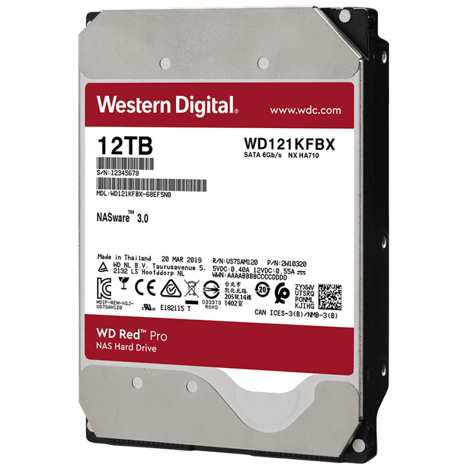 西部數(shù)據(jù)（WD）NAS機(jī)械硬盤  WD Red Pro 西數(shù)紅盤 12TB 7200轉(zhuǎn) 256MB SATA CMR 網(wǎng)絡(luò)存儲(chǔ) 3.5英寸 WD121KFBX