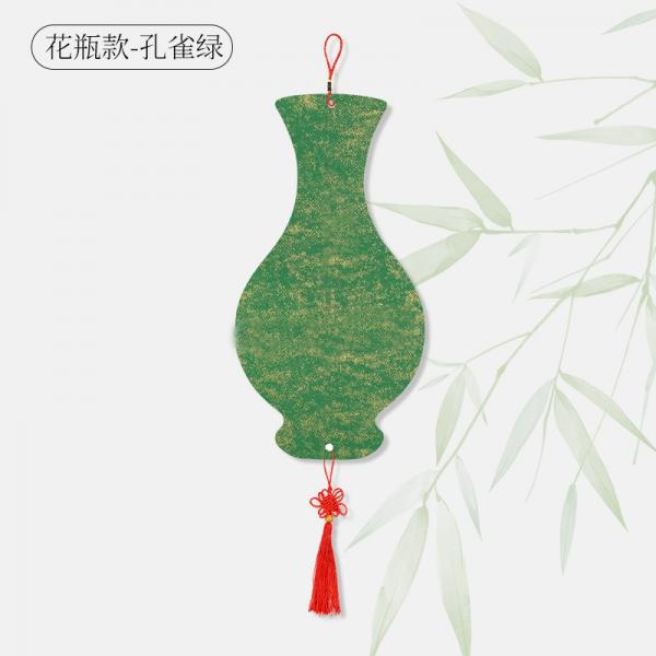曹友泉  鎏金卡紙 宣紙  花瓶-孔雀綠
