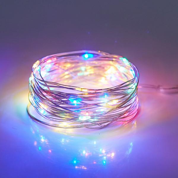 山頭林村 led燈串 5號電池遙控款 10米100燈 銀色線