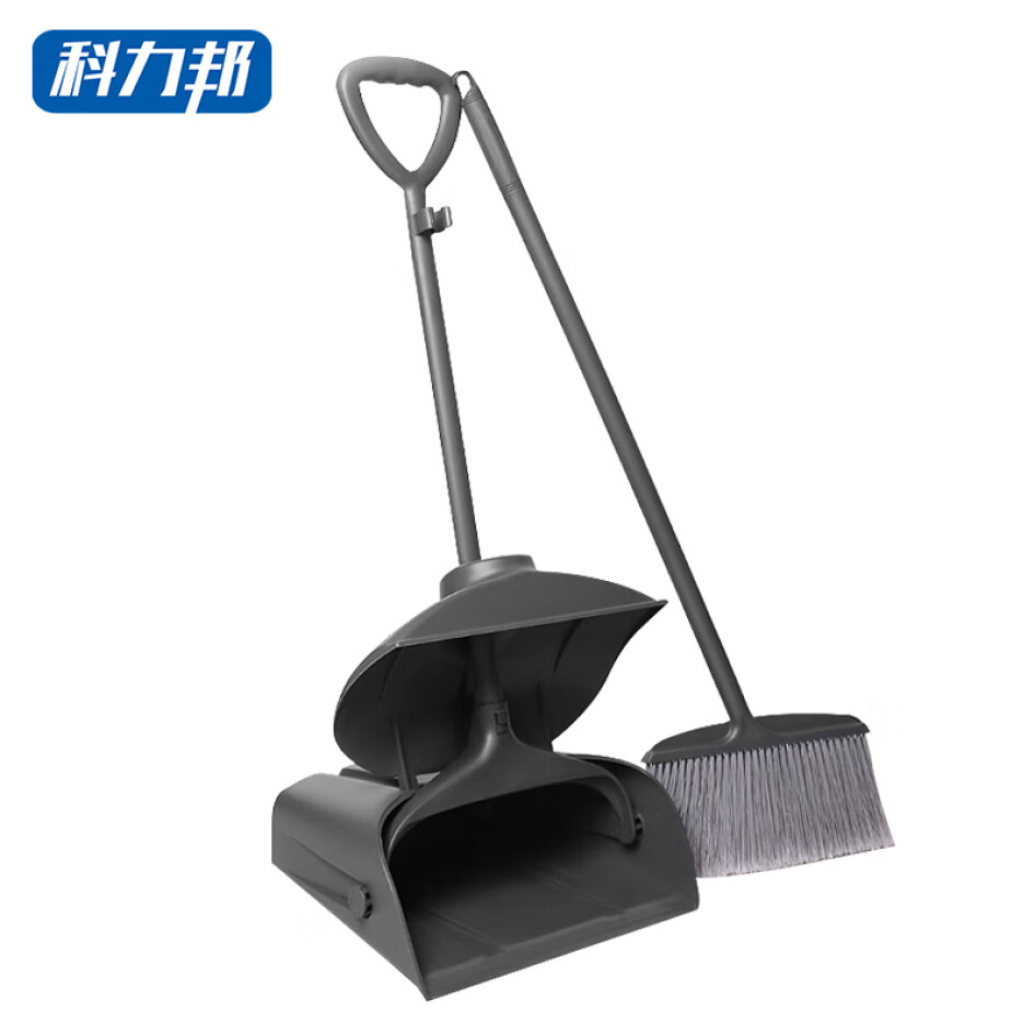科力邦（Kelibang）掃把簸箕套裝 戶外防風垃圾撮+軟毛笤帚 黑 KB1165