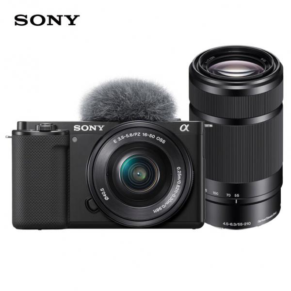索尼（SONY）ZV-E10L APS-C半畫幅微單數碼相機黑色 長焦旅行雙鏡頭套裝（標準鏡頭+SEL55210黑色）