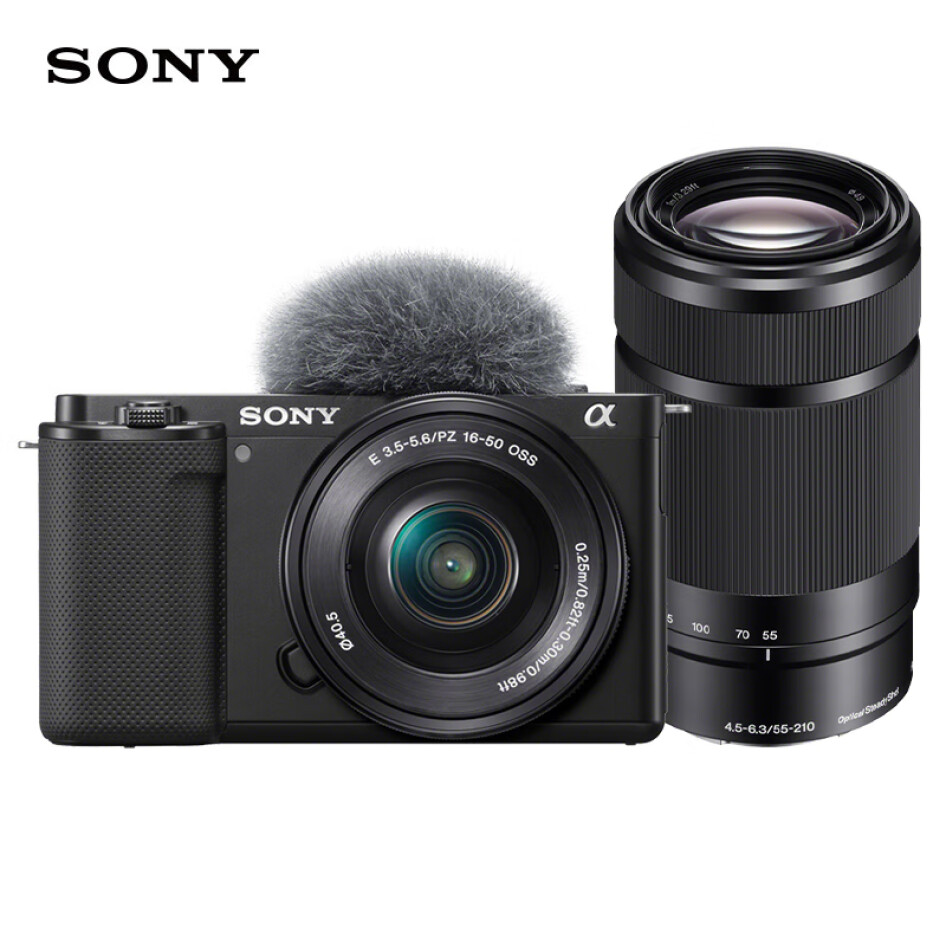 索尼（SONY）ZV-E10L APS-C半畫幅微單數(shù)碼相機黑色 長焦旅行雙鏡頭套裝（標(biāo)準(zhǔn)鏡頭+SEL55210黑色）