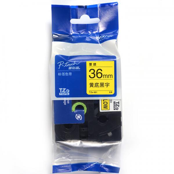 兄弟（brother） TZe-661 36mm 黃底黑字標簽色帶(適用9500/9700/9800/3600)