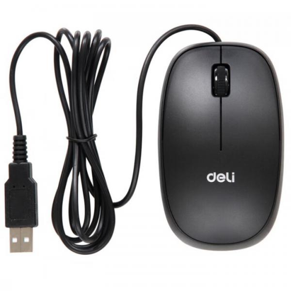 得力 鼠標 USB 黑色 有線鼠標-3716