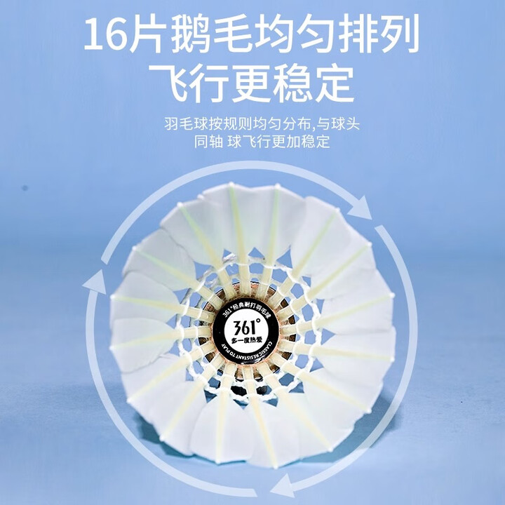361°羽毛球 鵝毛  專業款  6只/筒