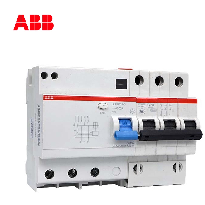 ABB 斷路器 漏電保護器 3P63A 開關空氣開關電閘 GSH203 AC-C63/0.03